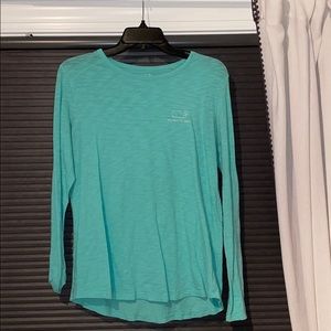 Aqua Vineyard Vines Long Sleeve Whale Tee